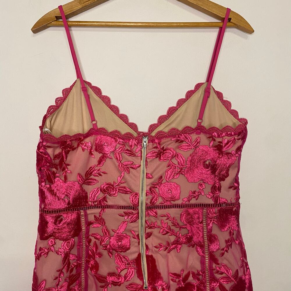 Lulus Mini Dress Hot Pink Lace Floral Bodycon Party Size Large Romantic - Picture 7 of 11